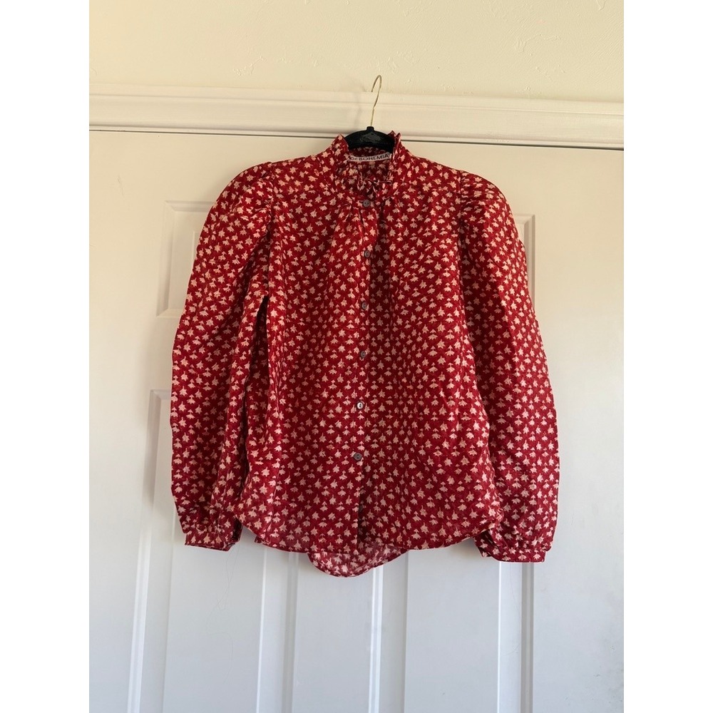 alix of bohemia tuckernuck red mahogany annabel bhutti shirt, women size x-small